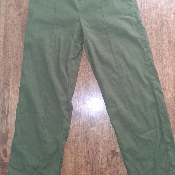 VINCE Forrest Green Linen Blend Trouser Pants L - Picture 5 of 8